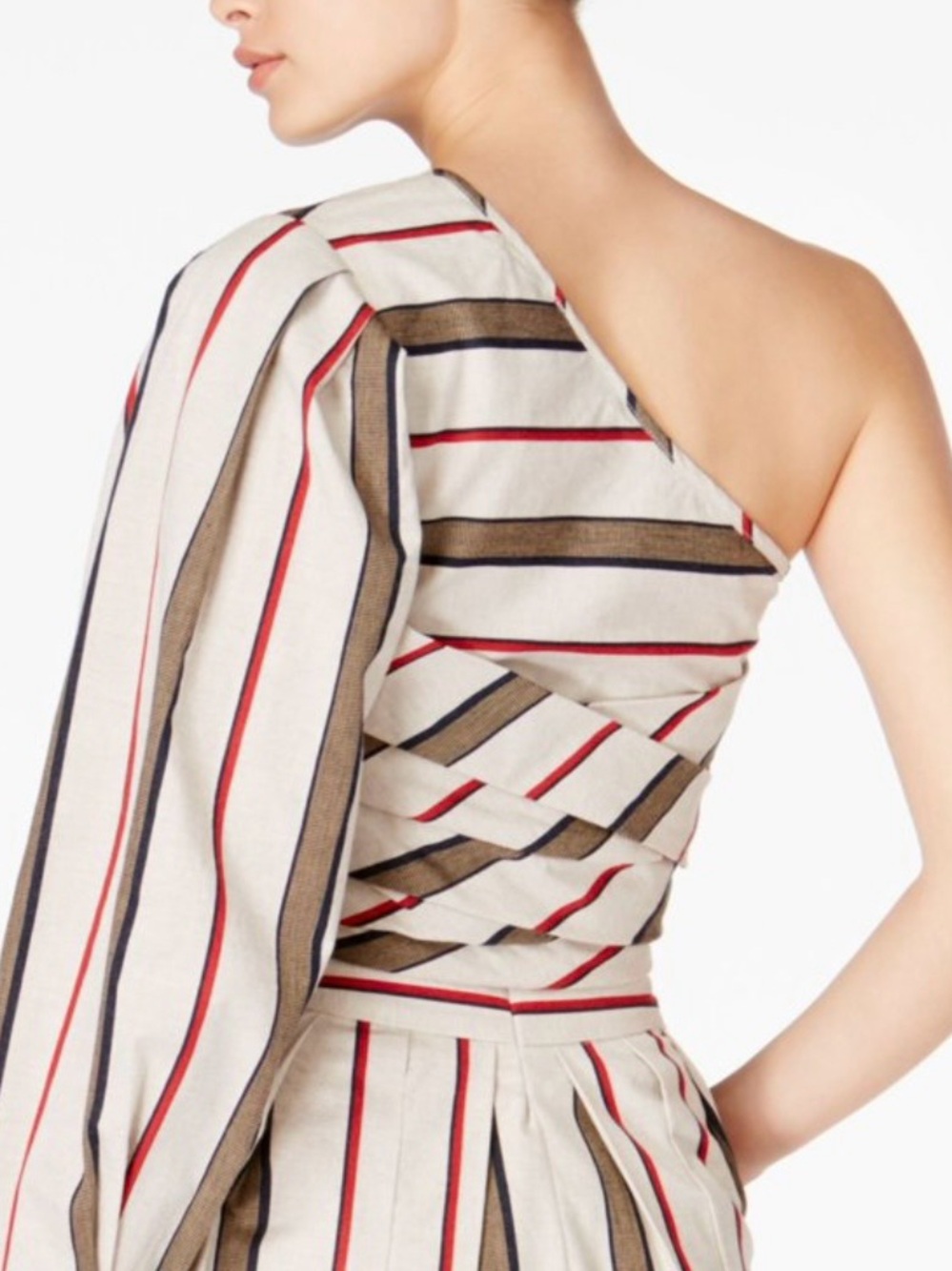 J.O.A. One Shoulder Striped Crop Top XS - Picture 2 of 11